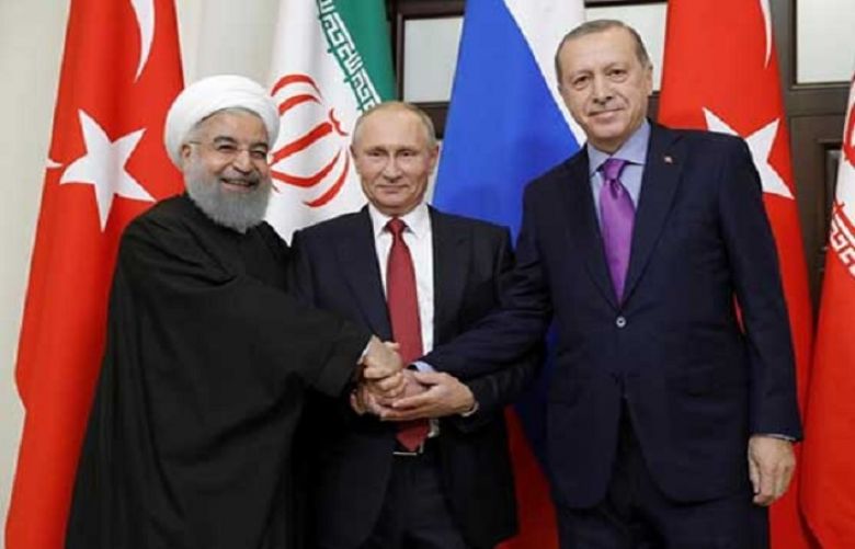 Russian President Vladimir Putin, Iranian president Hassan Rohani and Turkish president Erdogan