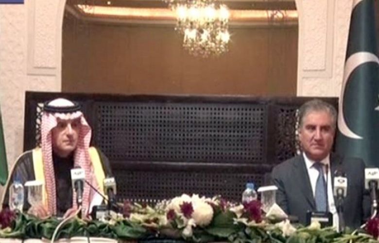 Foreign Minister Shah Mehmood Qureshi Saudi Minister of State for Foreign Affairs Adel al-Jubeir in Islamabad
