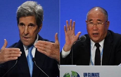  US climate envoy John Kerry and his Chinese counterpart Xie Zhenhua
