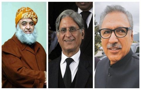 Arif Alvi, Aitzaz Ahsan and Maulana Fazl submit nomination papers for presidency
