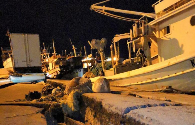 Damages are seen at the port of the western island of Zakynthos, Greece, Oct. 26, 2018. A predawn earthquake with a magnitude of 6.8 struck off the western Greek tourist island of Zakynthos in the Ionian Sea, but authorities say there have been no immediate reports of major damage or injuries.