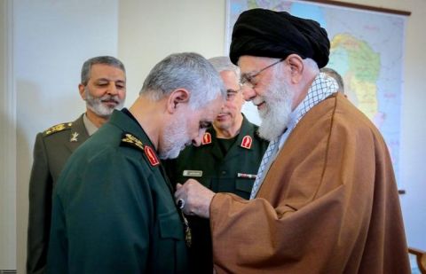 Irans' Supreme Leader Ayatollah Sayed Ali Khamenei and assassinated IRGC Quds Force Commander Major General Qassem Soleimani