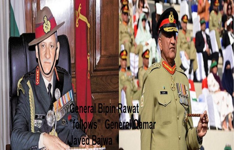 Indian Army Chief General Bipin Rawat and Pakistani Army Chief General Qamar Javed Bajwa