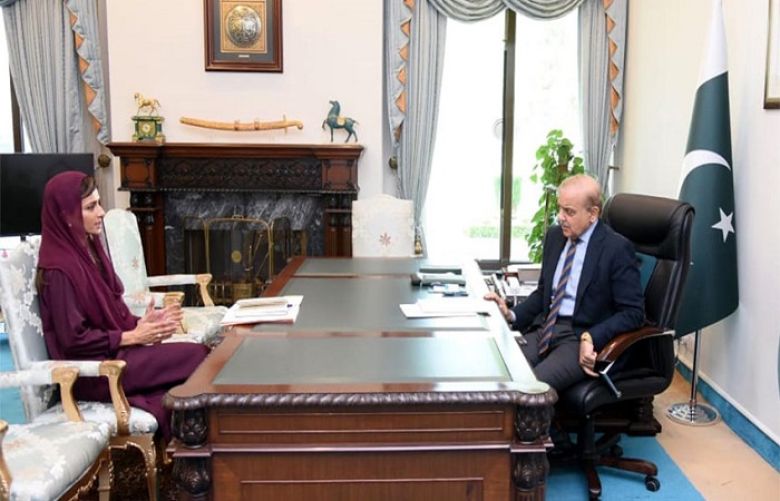 Minister of State for Foreign Affairs Hina Rabbani Khar  calls on Prime minister Shehbaz Sharif