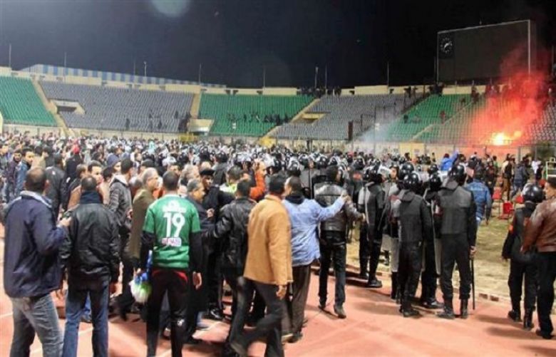 Photo taken on February 1, 2012 shows a riot at a stadium in the Egyptian city of Port Said.