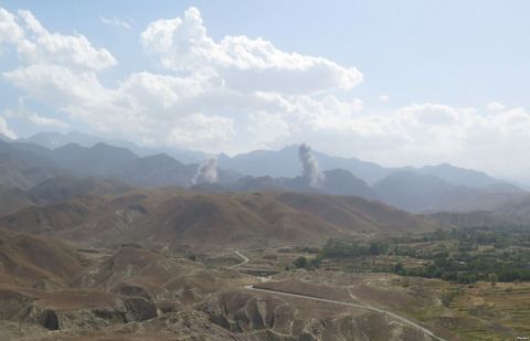 Smokes rises after а U.S. airstrike hits the site of insurgent activity in Nangarhar province, Afghanistan, July 7, 2018.