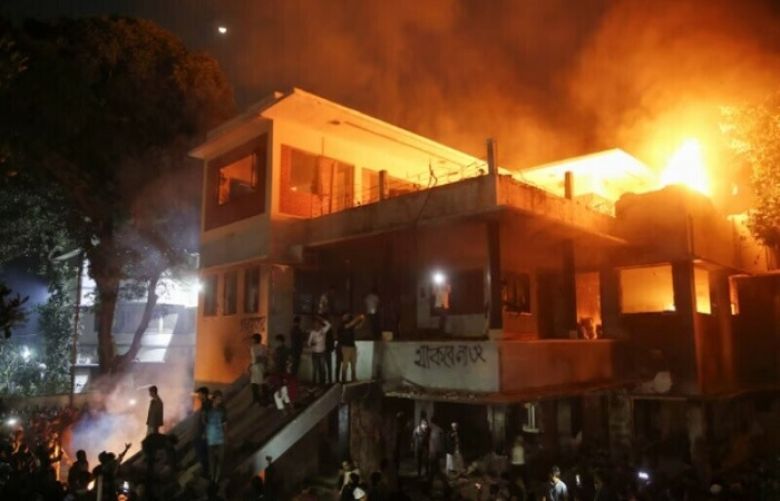 Bangladesh protesters torch home of country’s founding leader Sheikh Mujibur Rahman