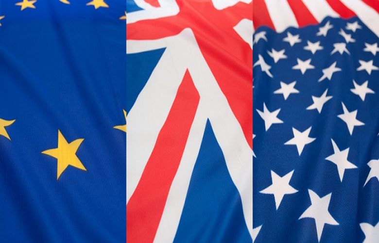 EU, UK and US flag