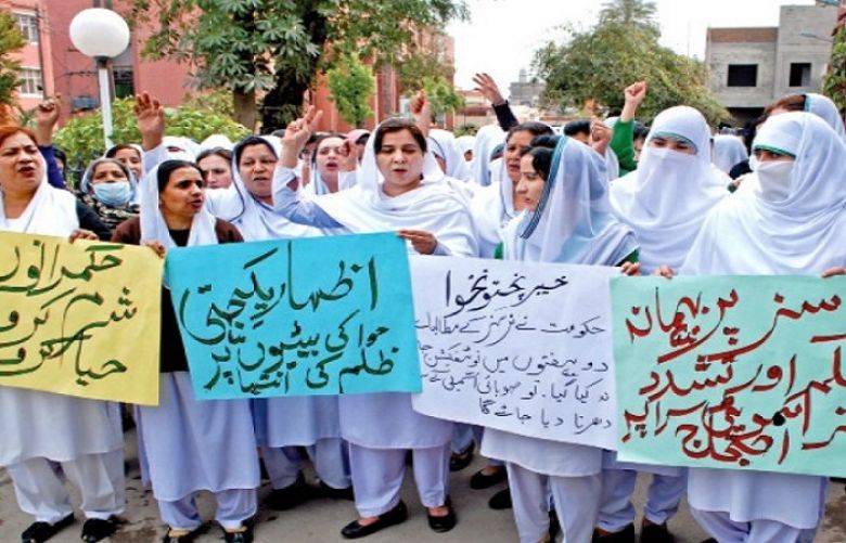 Nurses stage protest at Lady Reading Hospital, Peshawar