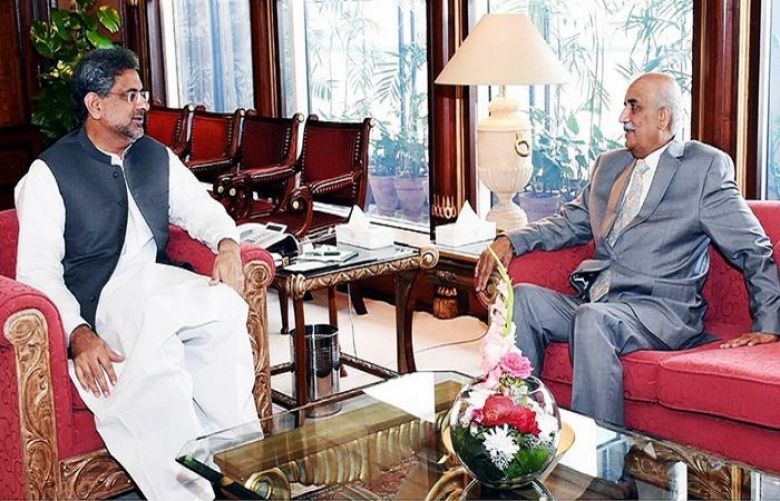 Opposition Leader in the National Assembly Khursheed Shah and Prime Minister Shahid Khaqan Abbasi 