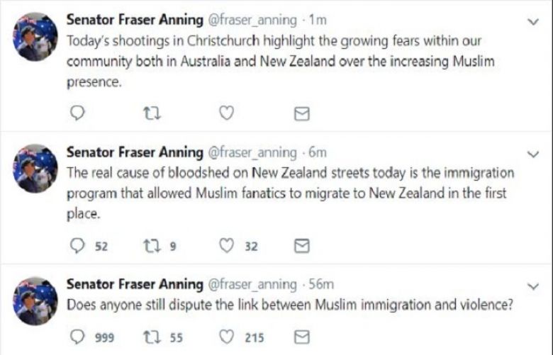 Australian Senator Fraser Anning blames Muslims for New Zealand mosque shooting