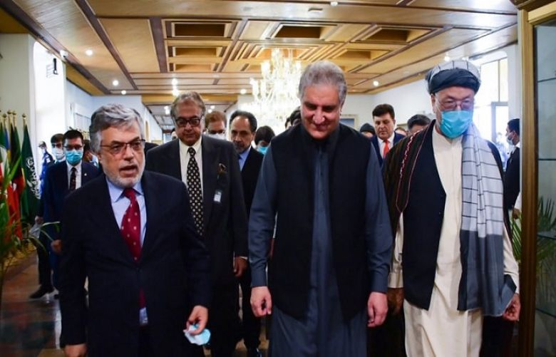 Foreign Minister Shah Mahmood Qureshi, after meeting a delegation of Afghan leaders in Islamabad