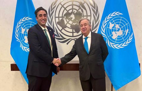 The UN chief and Foreign Minister Bilawal Bhutto Zardari 