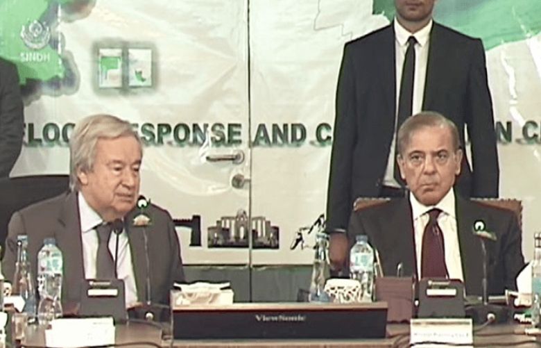 United Nations (UN) Secretary General Antonio Guterres and Prime Minister Shehbaz Sharif