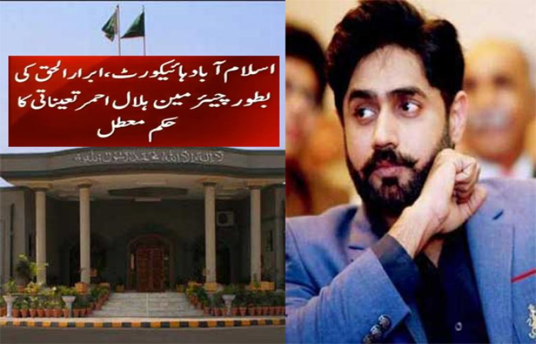 IHC extends suspension of Abrar Ul Haq’s appointment as Chairman PRCS