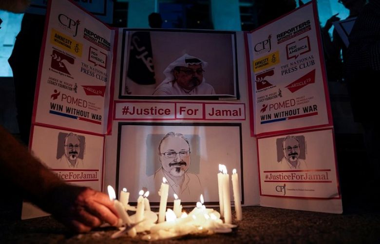  The Committee to Protect Journalists and other press freedom activists hold a candlelight vigil in front of the Saudi Embassy to mark the anniversary of the killing of journalist Jamal Khashoggi