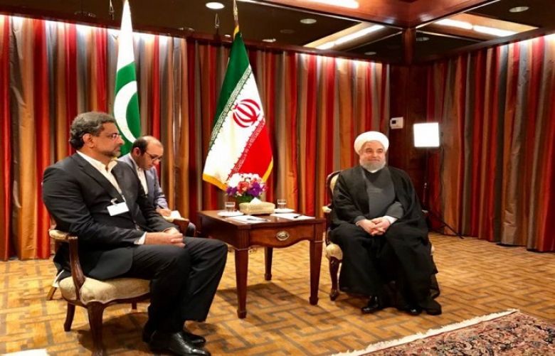Prime Minister Shahid Khaqan Abbasi in a meeting with Iranian President Hassan Rouhani 