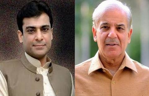 Leader of Opposition in National Assembly Shehbaz Sharif and his son Hamza Shehbaz