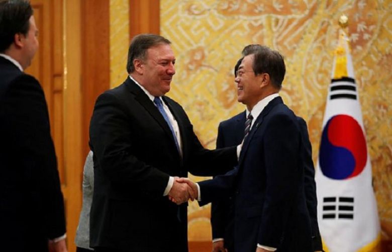 South Korea&#039;s Moon meets Pompeo, says world has escaped nuclear weapons threat