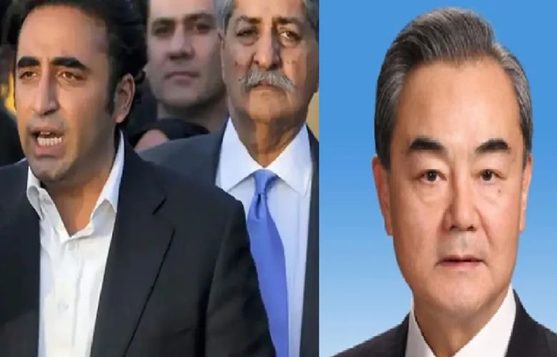 Pakistan&#039;s foreign minister Bilal Bhutto Zardari and Chinese foreign minister Wang Yi