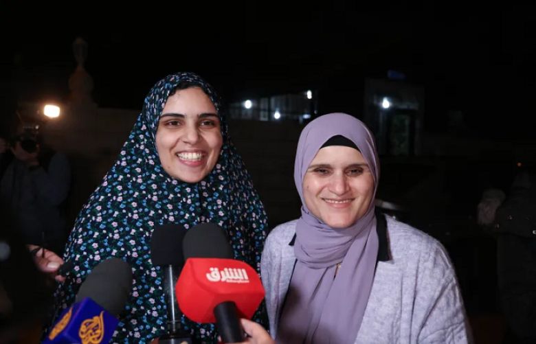 Released Palestinian prisoner Marah Bakeer [L] with her mother, Sawsan [R]