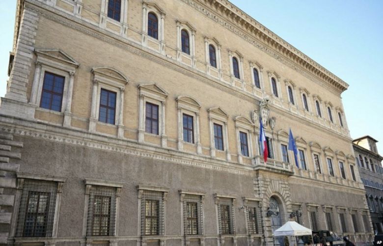 A view of the Farnese Palace which hosts the French embassy to Italy, in Rome, Feb. 8, 2019. France&#039;s government spokesman said that the recall of the French ambassador was prompted by months of &quot;unfounded attacks&quot; from Italian government members Luigi Di