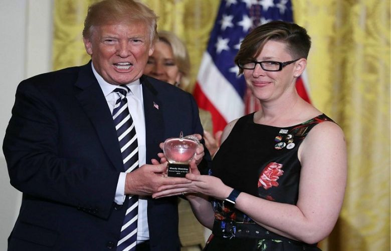 US teacher of the year hands Donald Trump letters from her refugee students