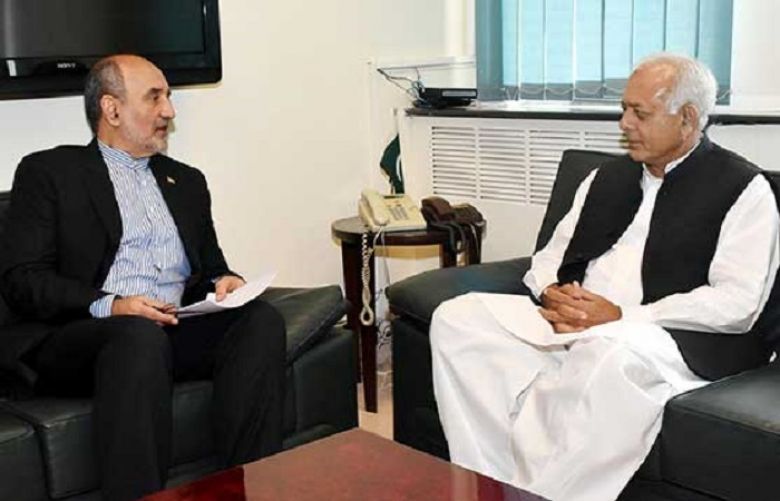 Iranian Ambassador to Pakistan Mehdi Honardoost and Minister for Petroleum and Natural Resources Ghulam Sarwar Khan