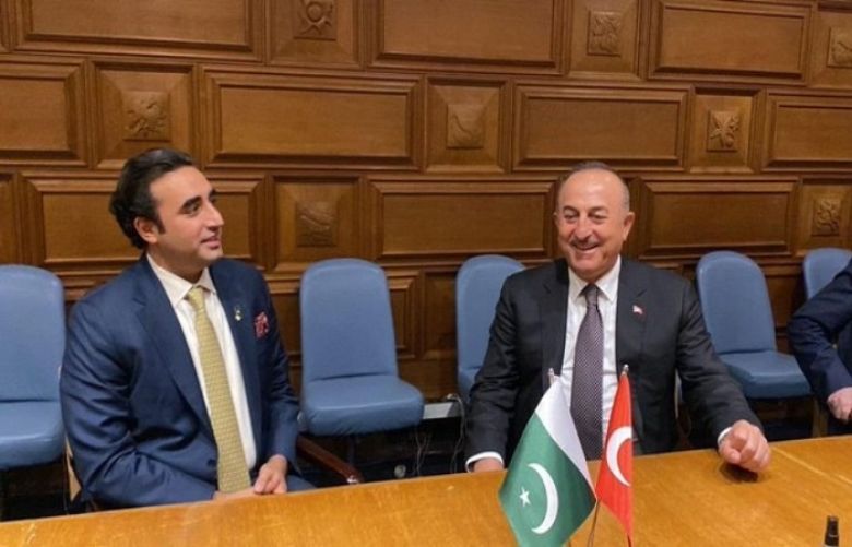 Foreign Minister Bilawal Bhutto-Zardari and his Turkish counterpart Mevlut Cavusoglu