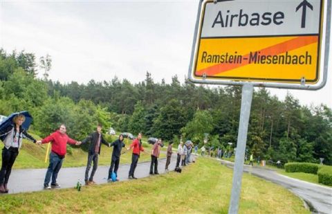 Protest against drones at US base in Germany