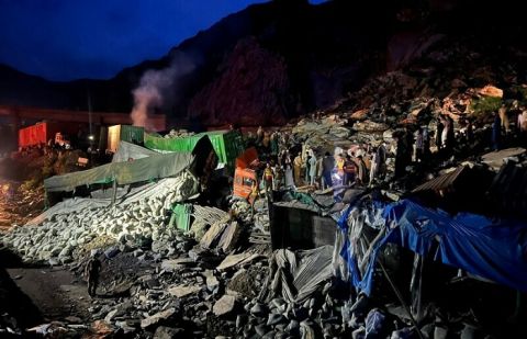 Huge landslide near Torkham border kills two, buries vehicles