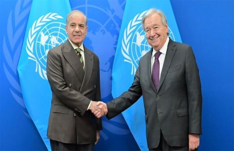 Prime Minister Shehbaz Sharif and UN Secretary General António Guterres