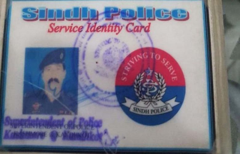 An ID issued by the Sindh police to Mukhtiar Ali, one of the five suspected kidnappers.