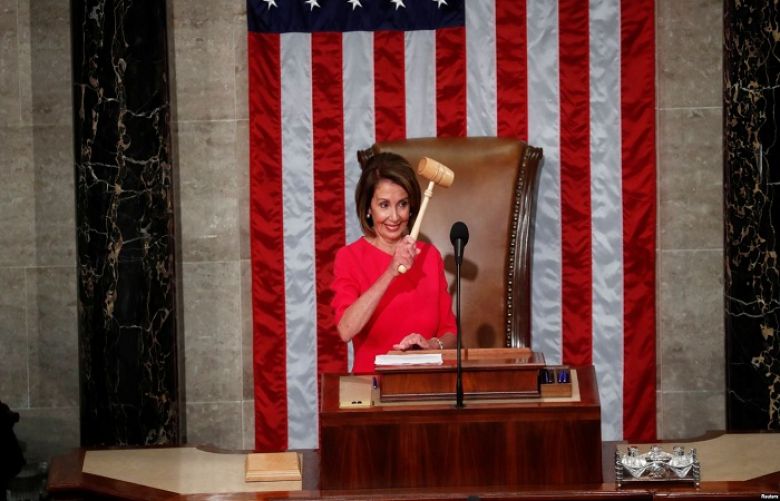 Nancy Pelosi holds the speaker&#039;s gavel after being elected speaker as the U.S. House of Representatives meets for the start of the 116th Congress inside the House Chamber on Capitol Hill in Washington, Jan. 3, 2019.