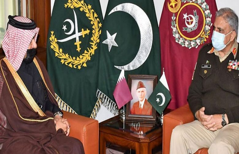 Special Envoy of the Minister of Foreign Affairs of Qatar Dr Mutlaq Bin Majed Al Qahtani called on Chief of Army Staff (COAS) General Qamar Javed Bajwa