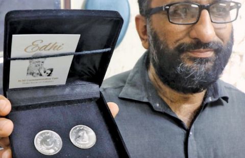 SBP unveils Rs50 coin to honour Edhi