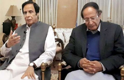 PML-Q President Chaudhry Shujaat Hussain and PTI President Chaudhry Parvez Elahi 
