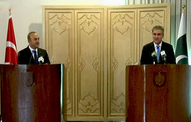 Foreign Minister Shah Mehmood Qureshi and his Turkish counterpart Mevlut Cavusoglu are addressing a joint press conference 