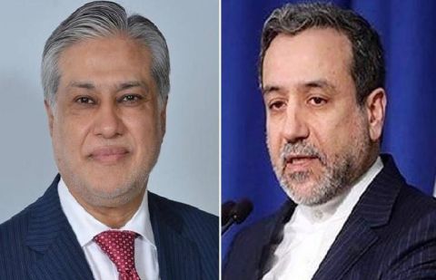 Deputy Prime Minister and Foreign Minister Ishaq Dar and his Iranian counterpart Abbas Araghchi