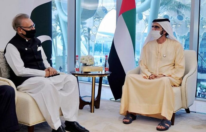 President Dr Arif Alvi and Vice President and Prime Minister of the United Arab Emirates Sheikh Rashid Al Maktoum