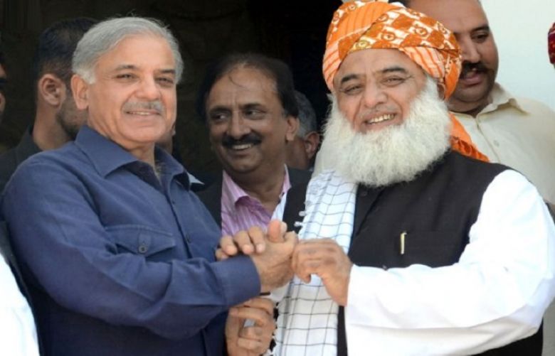 Pakistan Muslin League-Nawaz president Shehbaz Sharif and Jamiat Ulema-e-Islam-Fazl chief Maulana Fazlur Rehman