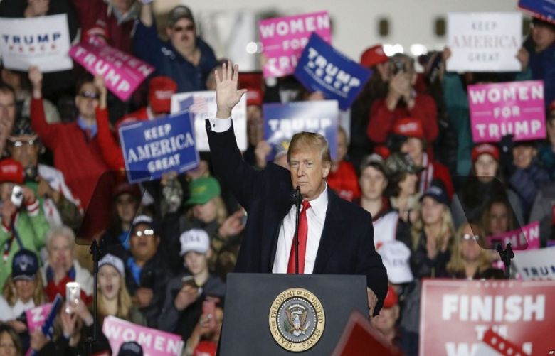 President Donald Trump speaks during a rally, Oct. 24, 2018, in Mosinee, Wis.