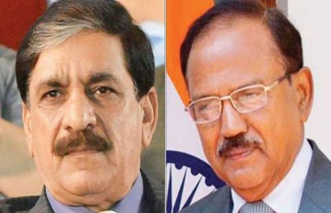 Pakistan's National Security Adviser Lt Gen (retd) Nasser Khan Janjua and Indian counterpart Ajit Doval 