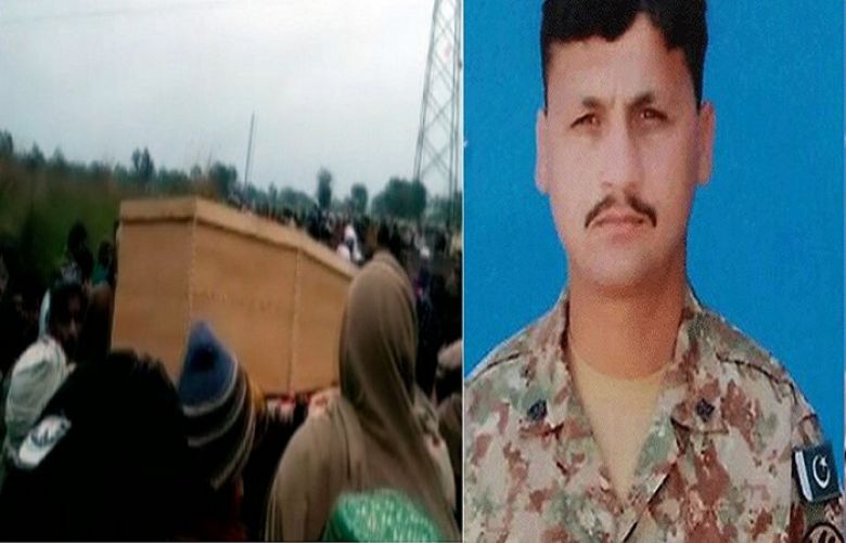Martyred soldier Havaldar Abdul Rub was laid to rest with full military honours
