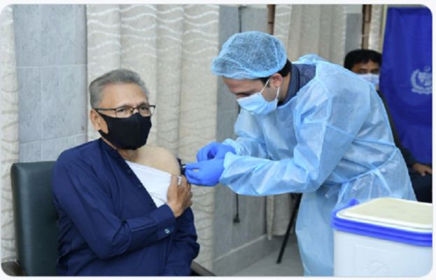President Alvi, wife get vaccinated against coronavirus in Islamabad