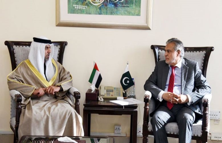 Ishaq Dar, UAE envoy exchange view on bilateral economic relations