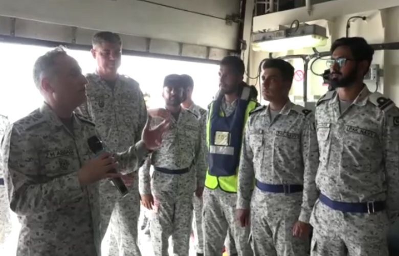 Naval Chief visits PN ship out at sea to celebrate Eid with personnel