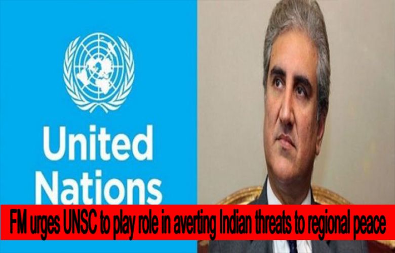 FM Qurashi urges UNSC to play role in averting Indian threats to regional stability