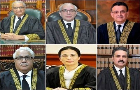 A six-member bench of the SC headed by CJP Bandial heard petitions against trial of civilians in military courts.