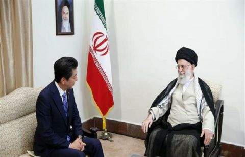 Leader of the Islamic Revolution Ayatollah Seyyed Ali Khamenei and Japanese Prime Minister Shinzo Abe